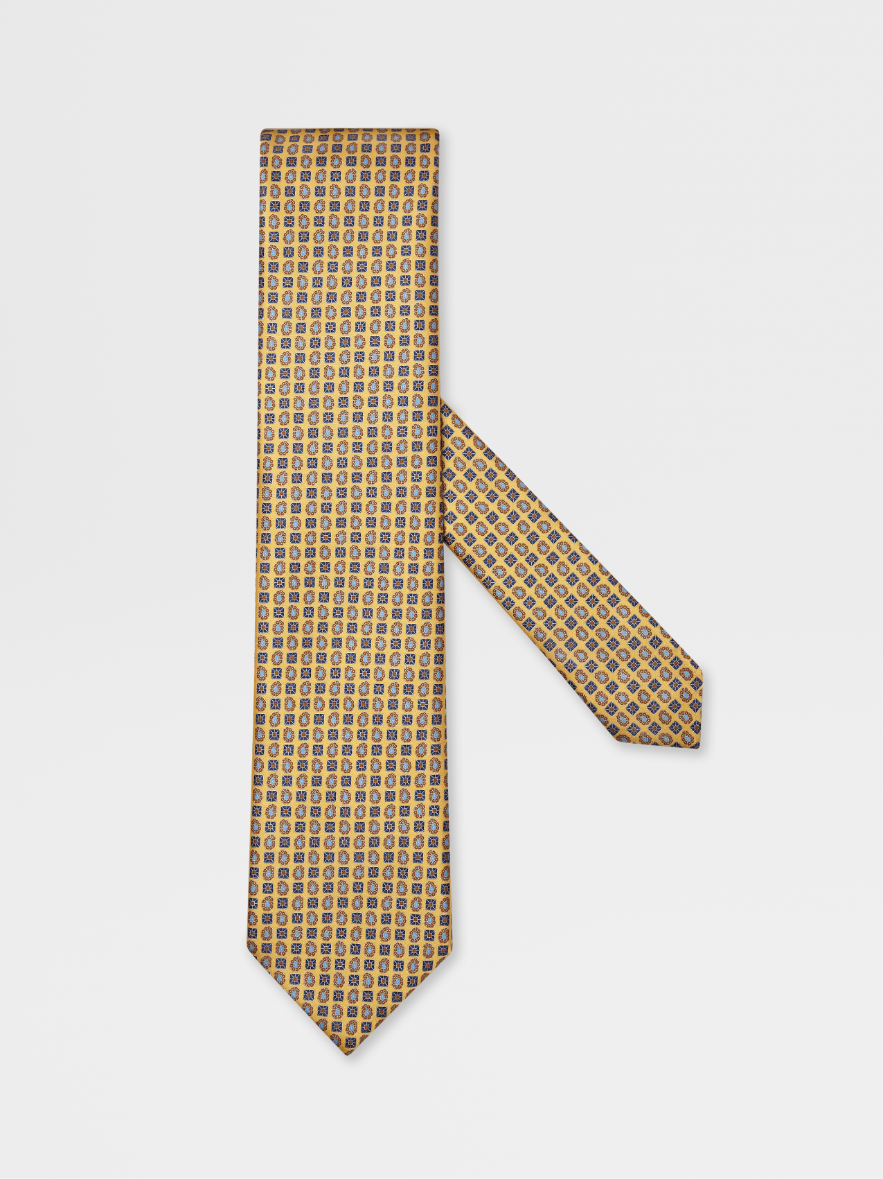 黄色桑蚕丝印花领带